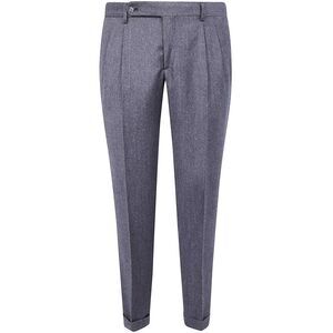 BARBA NAPOLI Men's Pleated Wool Dress Pants Men BLUE